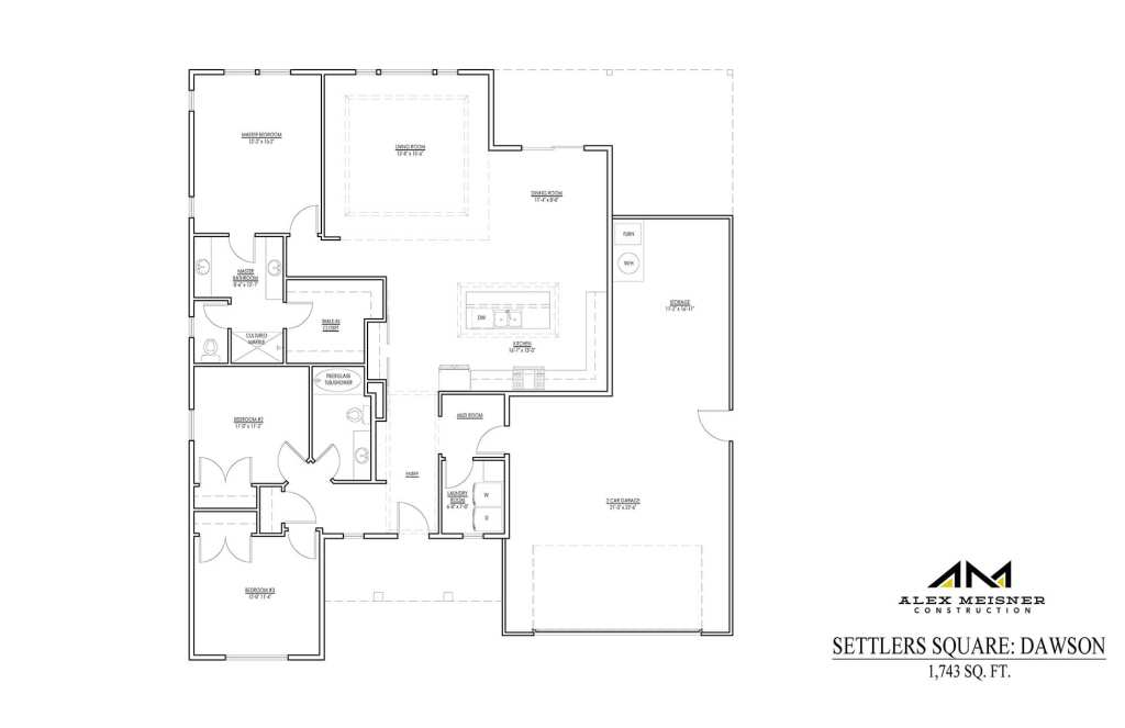 Floor Plan for Dawson 3 bedroom layout by Alex Meisner Construction